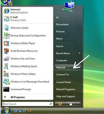 Click on network option