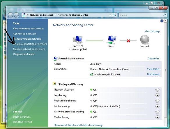 Select set-up connection or network
